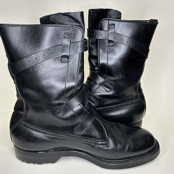 Vintage Dehner\'s Tanker Omaha Black Leather Strap Buckle Moto Boots Sz 8.5 Men\'s main image 11